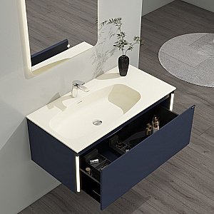 Тумба с раковиной Black&White Universe U945.1000 матовый темно-синий для ванной в интернет-магазине Sanbest