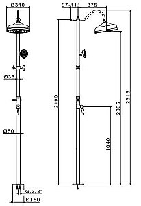 Душевая система Migliore Oxford ML.OXF-6370.BI.DO золото купить в интернет-магазине сантехники Sanbest