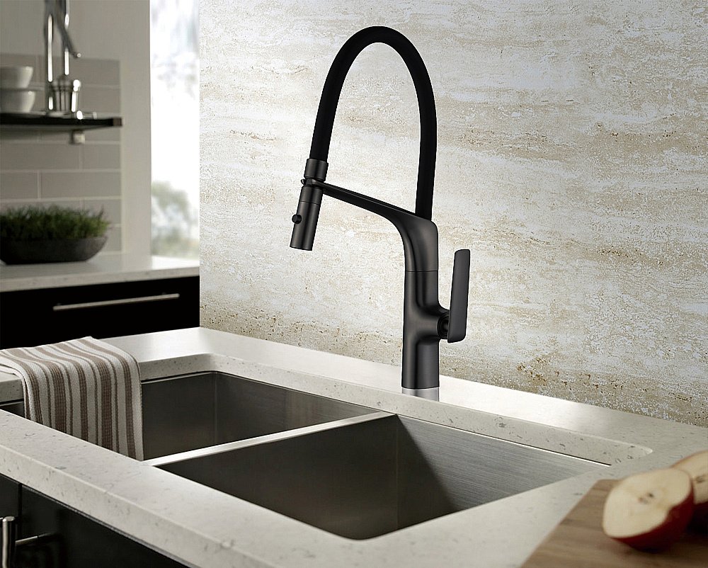 Смеситель для кухни Vincea VKF-115MB черный матовый купить в интернет-магазине сантехники Sanbest