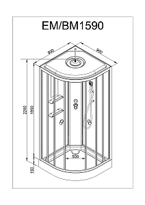 Душевая кабина Deto ЕМ1590 N 90х90 купить в интернет-магазине Sanbest