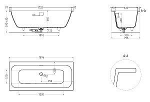 Ванна Salini Orlanda AXIS KIT S-Stone 190x80 103321MF RAL матовая купить в интернет-магазине Sanbest
