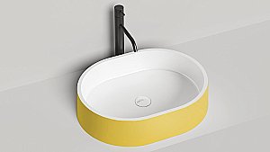 Раковина накладная Salini GLORIA 10 1102211MRH 56 из искусственного камня S-Stone, белая матовая, цвет по RAL снаружи купить в интернет-магазине Sanbest