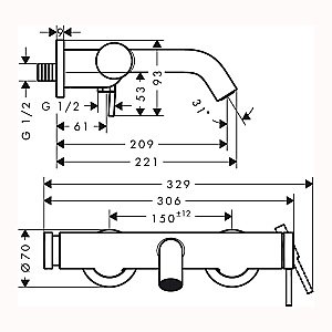 Смеситель для ванны Hansgrohe Tecturis S 73422000 хром купить в интернет-магазине сантехники Sanbest