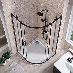 Душевой уголок Good Door Lite 100х100 ЛТ00026 стекло прозрачное/профиль черный матовый купить в интернет-магазине Sanbest