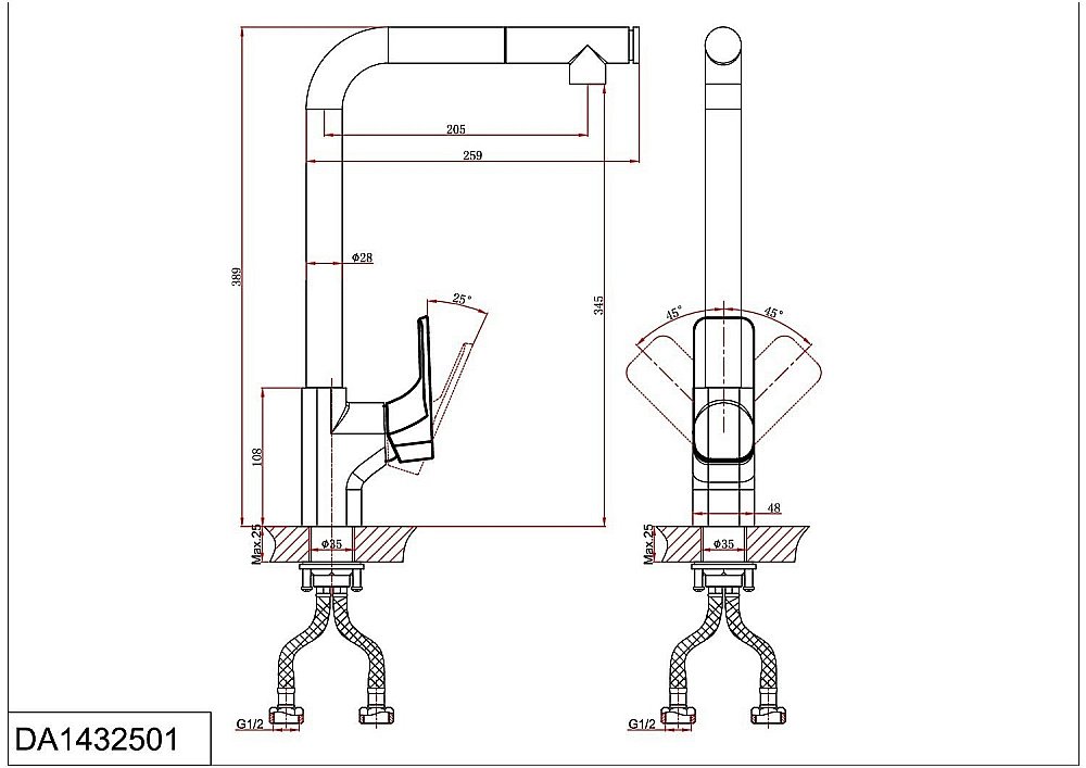 Смеситель для кухни Berlin.Freie D&K DA1432501 купить в интернет-магазине сантехники Sanbest