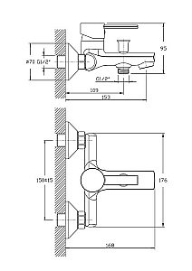Смеситель для ванны Agger Punctual A1610000 хром купить в интернет-магазине сантехники Sanbest