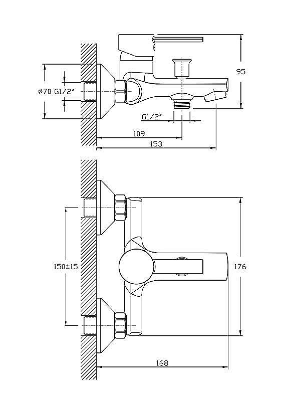 Смеситель для ванны Agger Punctual A1610000 хром купить в интернет-магазине сантехники Sanbest