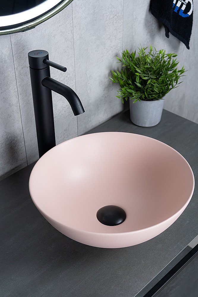 Раковина накладная Gid 9081pkm розовая матовая купить в интернет-магазине Sanbest