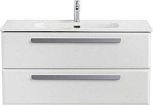 Тумба с раковиной Cezares ECO-CER-N 100 ECO-CER-N-1000-2C-SO-BL белая глянцевая для ванной в интернет-магазине Sanbest