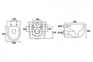 Унитаз подвесной Abber Bequem AC1104TN белый, безободковый, с крышкой микролифт, слив торнадо купить в интернет-магазине Sanbest