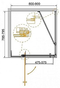 Душевой уголок Cezares Slider 80х80 SLIDER-AH-1-90-70/80-GRIGIO-NERO стекло серое тонированное/профиль черный матовый купить в интернет-магазине Sanbest