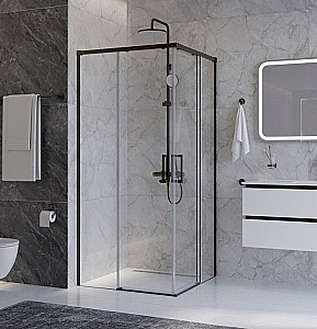 Душевой уголок Cezares PLANE 100х100 A-2-100-C-GM стекло прозрачное/профиль оружейная сталь купить в интернет-магазине Sanbest