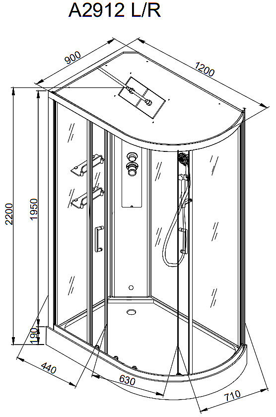 Душевая кабина AvaCan A Серия A2912 120х90 стандартная купить в интернет-магазине Sanbest