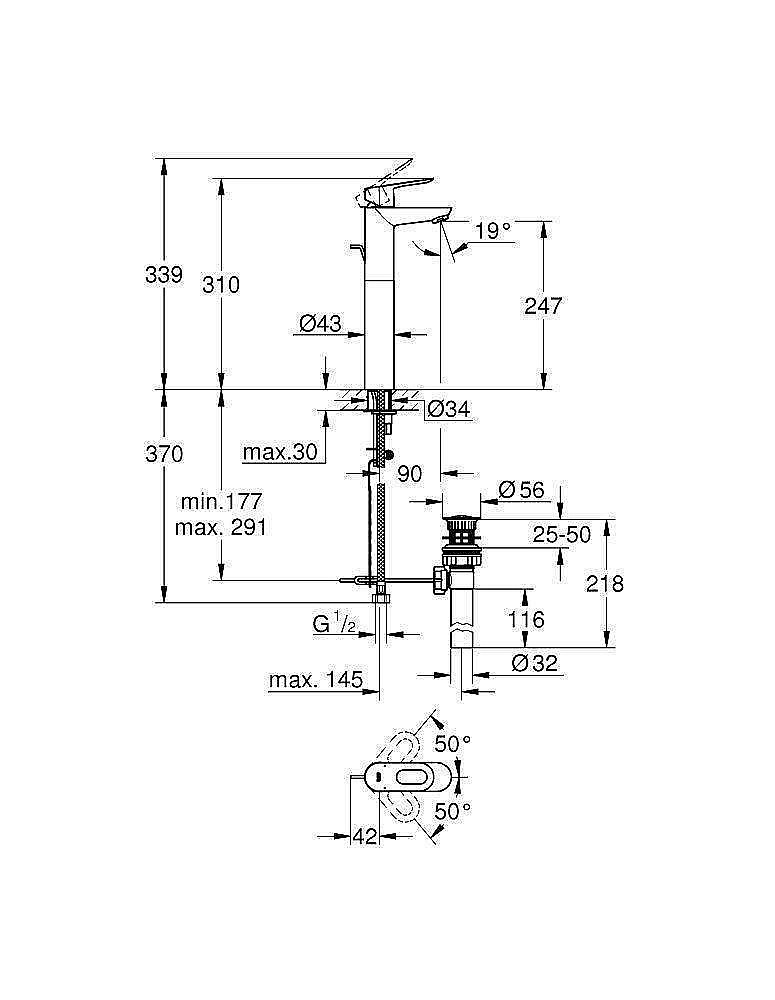 Смеситель для раковины Grohe BauLoop 32856000 купить в интернет-магазине сантехники Sanbest