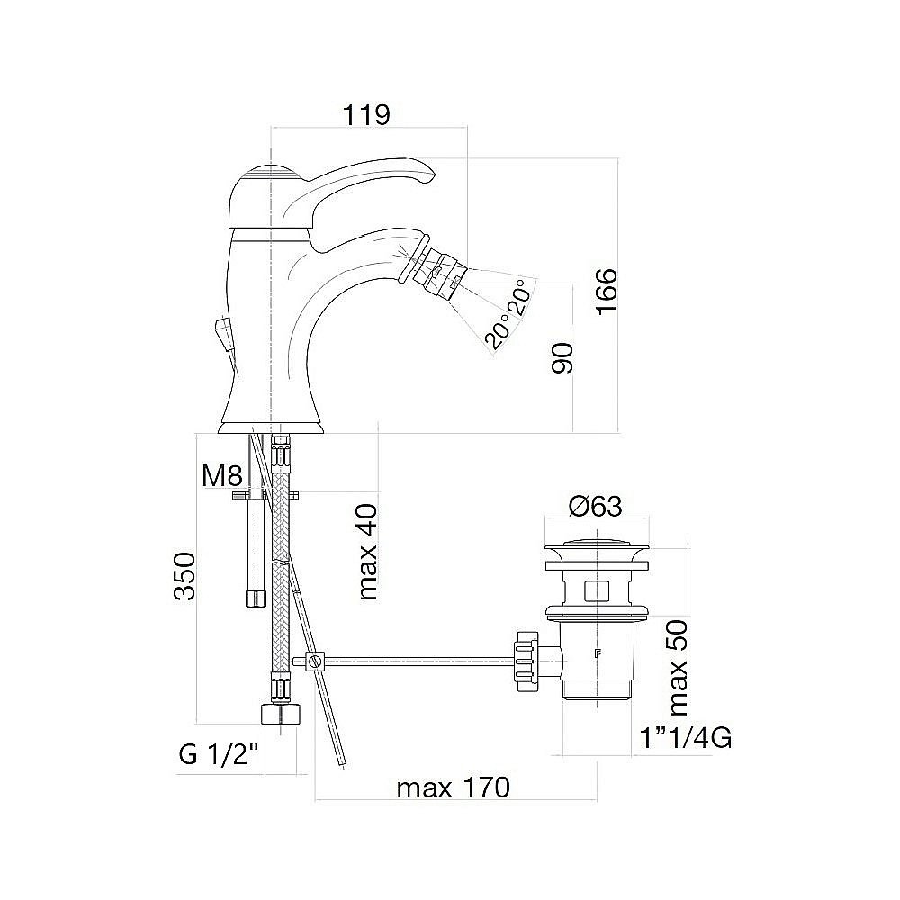 Смеситель для биде Webert Aurora AU840102060 медь купить в интернет-магазине сантехники Sanbest