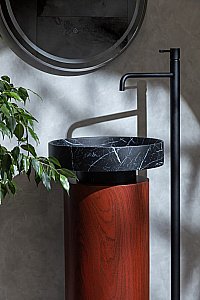 Раковина Boheme Corian 40 801-NM+801-Base-RWood Nero Marquina/Red Wood купить в интернет-магазине Sanbest
