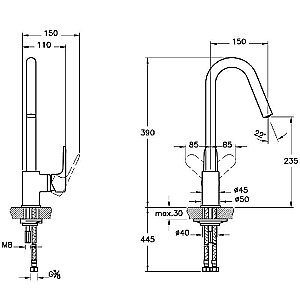Смеситель для кухни Vitra ROOT ROUND A4274234EXP купить в интернет-магазине сантехники Sanbest