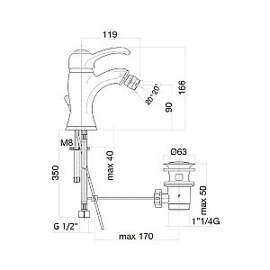 Смеситель для биде Webert Aurora AU840102060 медь купить в интернет-магазине сантехники Sanbest