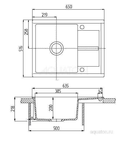 Мойка для кухни Акватон Делия 65 1A718632DE250 серый купить в интернет-магазине сантехники Sanbest