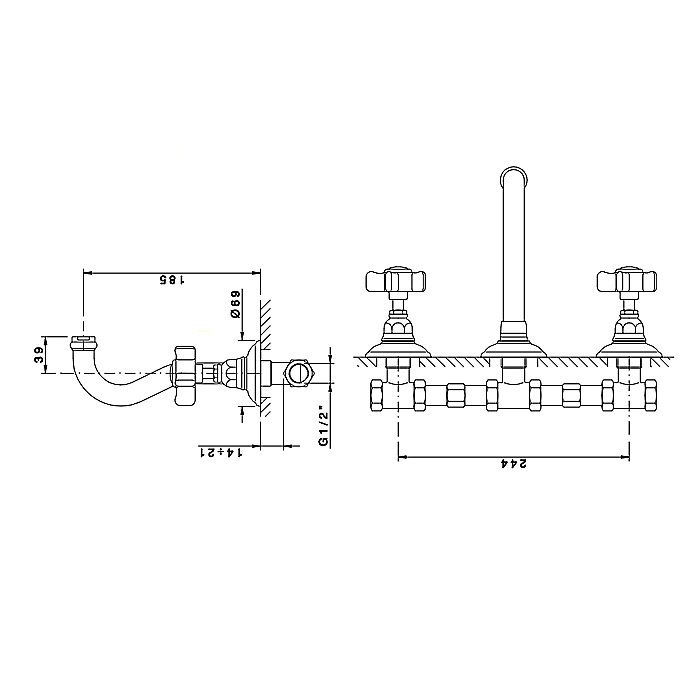 Смеситель для раковины Nicolazzi Dames Anglaises 1477CR18 хром купить в интернет-магазине сантехники Sanbest