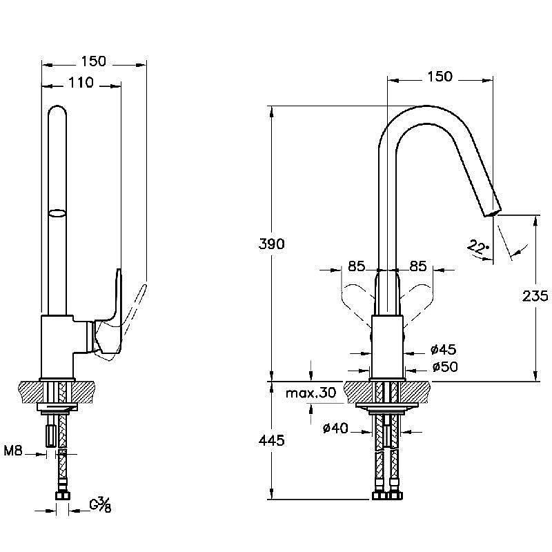 Смеситель для кухни Vitra ROOT ROUND A4274234EXP купить в интернет-магазине сантехники Sanbest