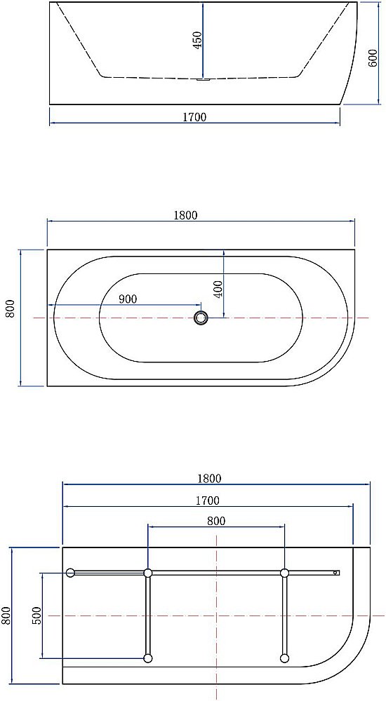 Акриловая ванна Aquanet Family Elegant 180x80 Matt Finish купить в интернет-магазине Sanbest