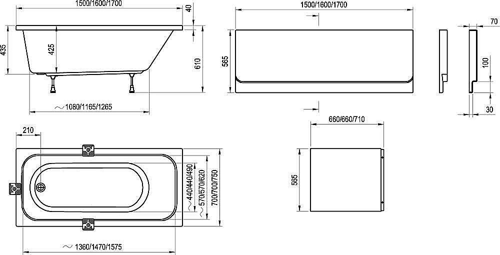 Ванна акриловая Ravak Chrome 170x75 купить в интернет-магазине Sanbest