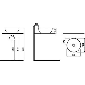 Раковина накладная Bien Motto 38 MTLG03802FD0W5000 белая купить в интернет-магазине Sanbest