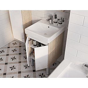 Тумба с раковиной Акватон Сканди Doors 45 белая/дуб верона для ванной в интернет-магазине Sanbest