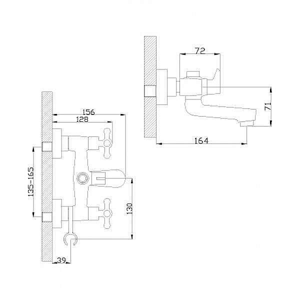 Смеситель для ванны Rossinka G G02-83 купить в интернет-магазине сантехники Sanbest