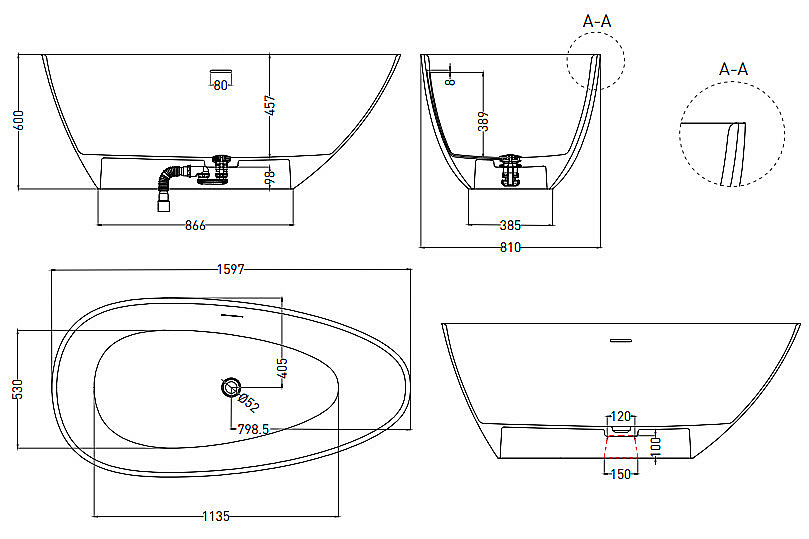 Ванна Salini PAOLA S-sense 1015103G 160x80 белая купить в интернет-магазине Sanbest