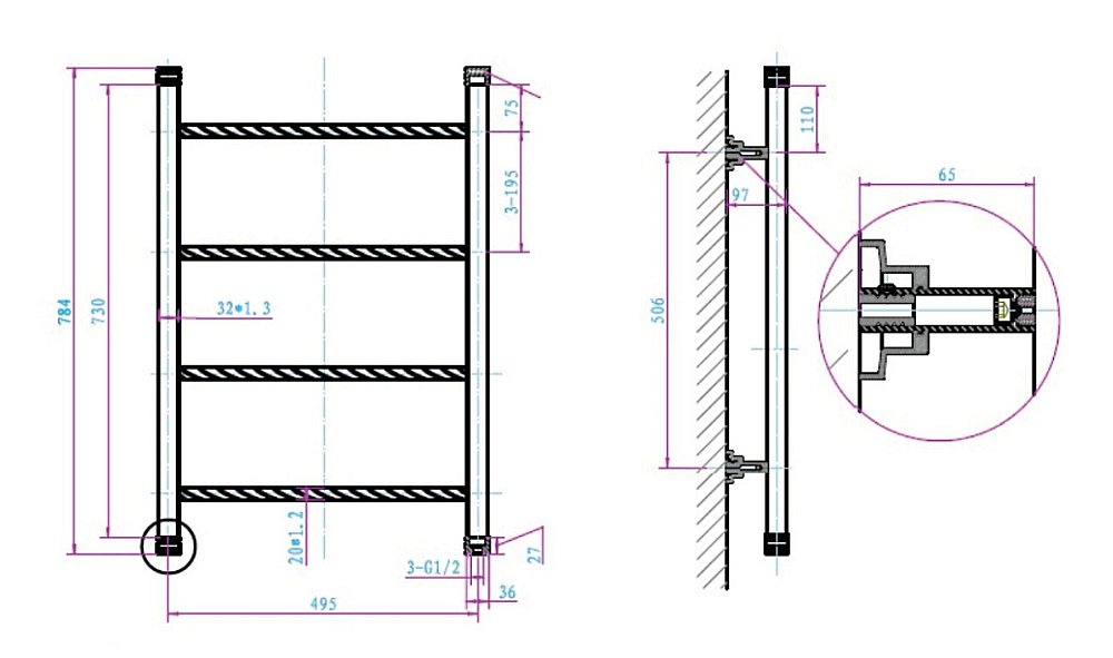 Полотенцесушитель водяной Boheme Provanse 703 купить в интернет-магазине сантехники Sanbest