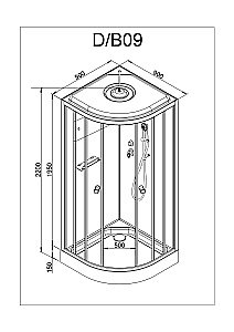 Душевая кабина DTO D09S с пультом 90х90 купить в интернет-магазине Sanbest