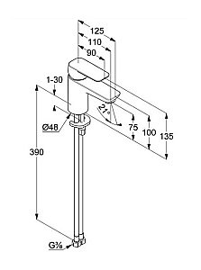 Смеситель для раковины Kludi Pure&Style 403893975 черный матовый купить в интернет-магазине сантехники Sanbest