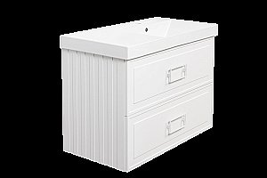 Тумба с раковиной La Fenice Cubo Twin 90 бежевая матовая/ручки белые для ванной в интернет-магазине Sanbest
