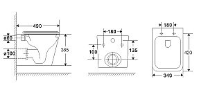 Унитаз подвесной WeltWasser AMBERG 506 + GELBACH 043 GL-WT + AMBERG RD-WT белый глянцевый, безободковый, с крышкой микролифт, слив-торнадо, с инсталляцией и белой кнопкой купить в интернет-магазине Sanbest