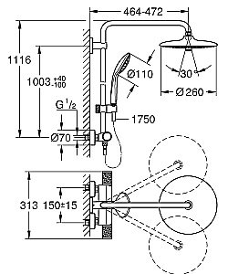Душевая система Grohe Euphoria System 27615002 купить в интернет-магазине сантехники Sanbest
