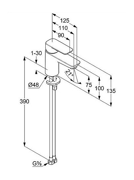 Смеситель для раковины Kludi Pure&Style 403893975 черный матовый купить в интернет-магазине сантехники Sanbest