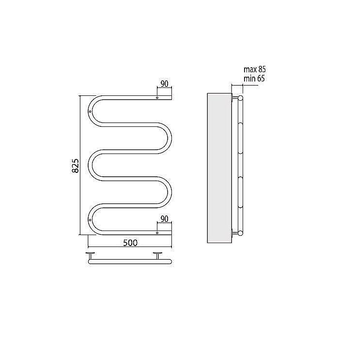 Полотенцесушитель электрический Terminus Ш-образный 500x800 купить в интернет-магазине сантехники Sanbest