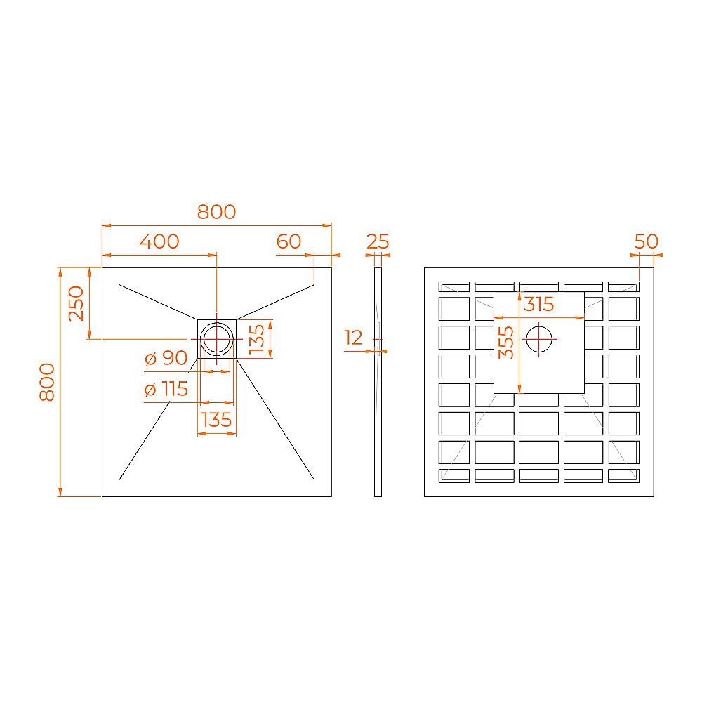Душевой поддон RGW Stone Tray 80х80 14152088-01-11 белый купить в интернет-магазине Sanbest