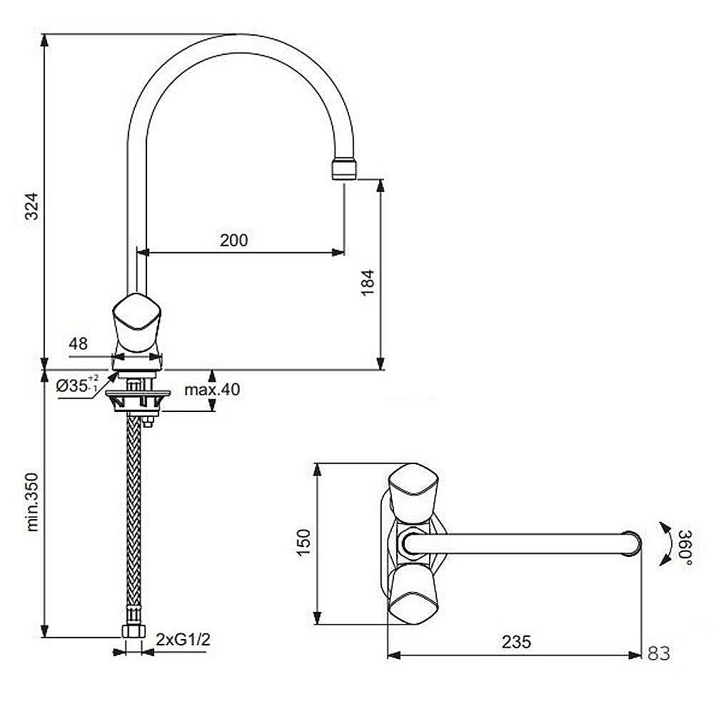 Смеситель для кухни Vidima QUADRO BA245AA купить в интернет-магазине сантехники Sanbest