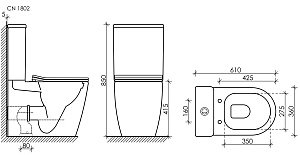 Унитаз Ceramica Nova HIGHLIGHT CN1802 безободковый, с крышкой микролифт, с бачком купить в интернет-магазине Sanbest