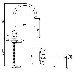 Смеситель для кухни Vidima QUADRO BA245AA купить в интернет-магазине сантехники Sanbest