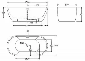 Ванна BelBagno BB70 170х80 купить в интернет-магазине Sanbest