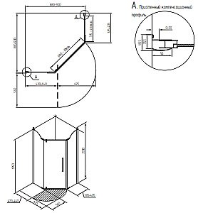 Душевой уголок Migliore Diadema ML.DDM-22.891.TR.BR 90x90 стекло прозрачное/профиль бронза купить в интернет-магазине Sanbest