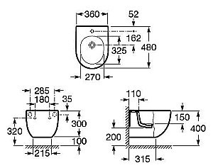 Биде подвесное Roca Meridian 357246000 купить в интернет-магазине Sanbest