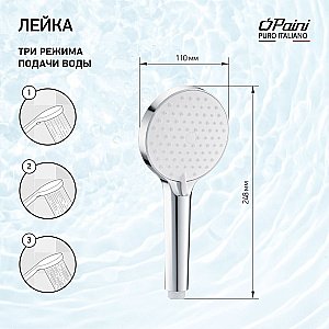 Душевая лейка Paini Torino TRCR155F3D110BY хром купить в интернет-магазине сантехники Sanbest