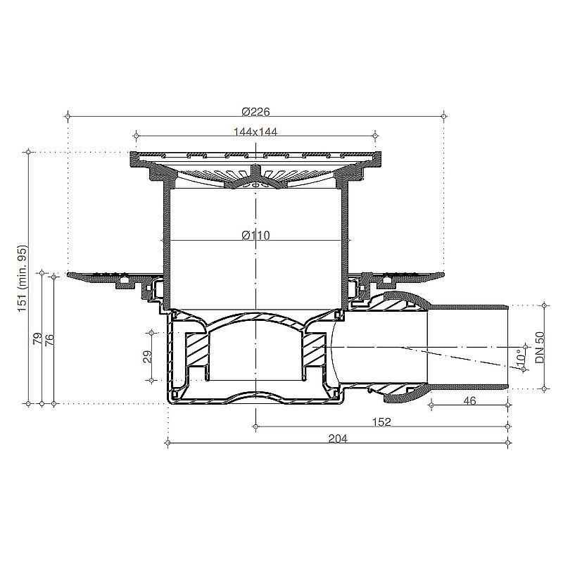 Душевой трап Pestan Confluo Standard 13000161 золото купить в интернет-магазине Sanbest