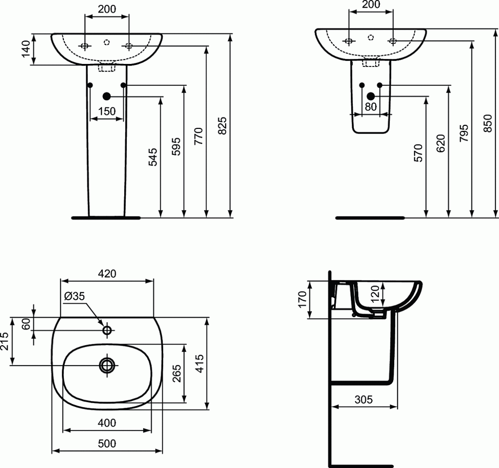 Раковина на пьедестале Ideal Standard Tesi T009401 купить в интернет-магазине Sanbest