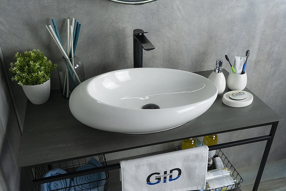 Раковина накладная Gid Creativo 59 N9050 51167 белая купить в интернет-магазине Sanbest